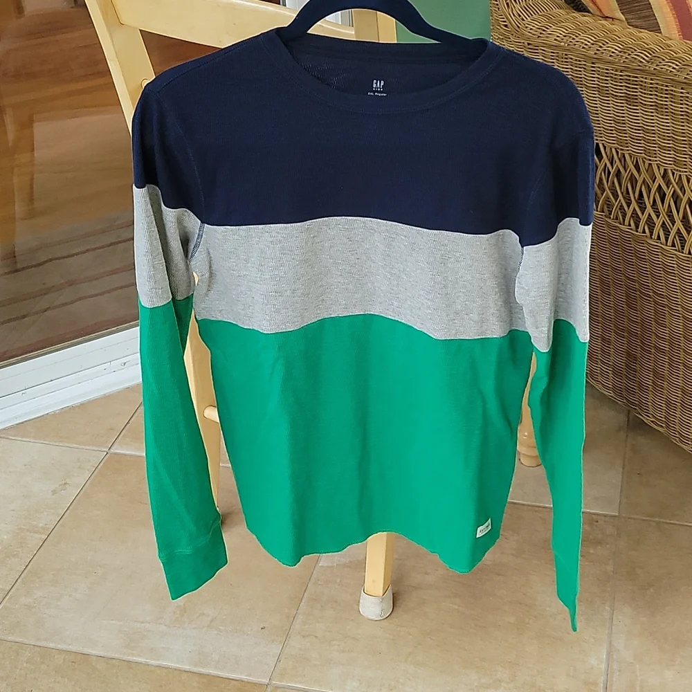 Gap navy/gray/green waffle weave 14/XXL
